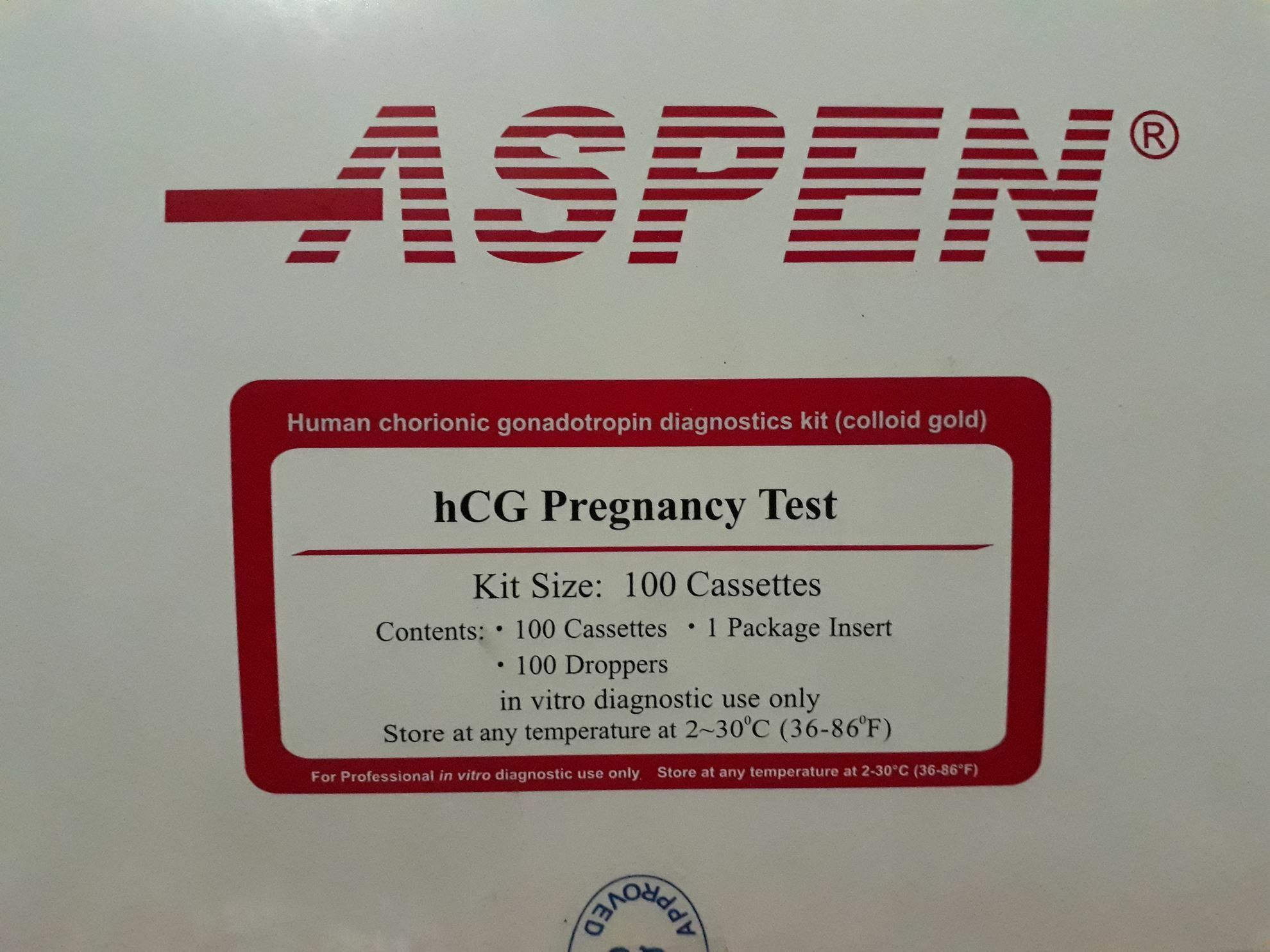 Aspen Pregnancy Test Card 100 test pack
