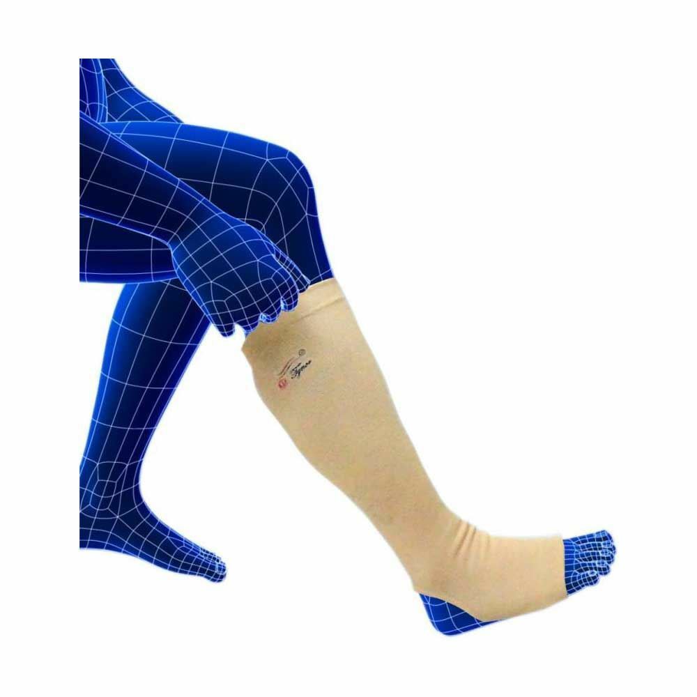 Tynor Compression Stocking Below Knee (Pair) Foot Support (M, Beige)