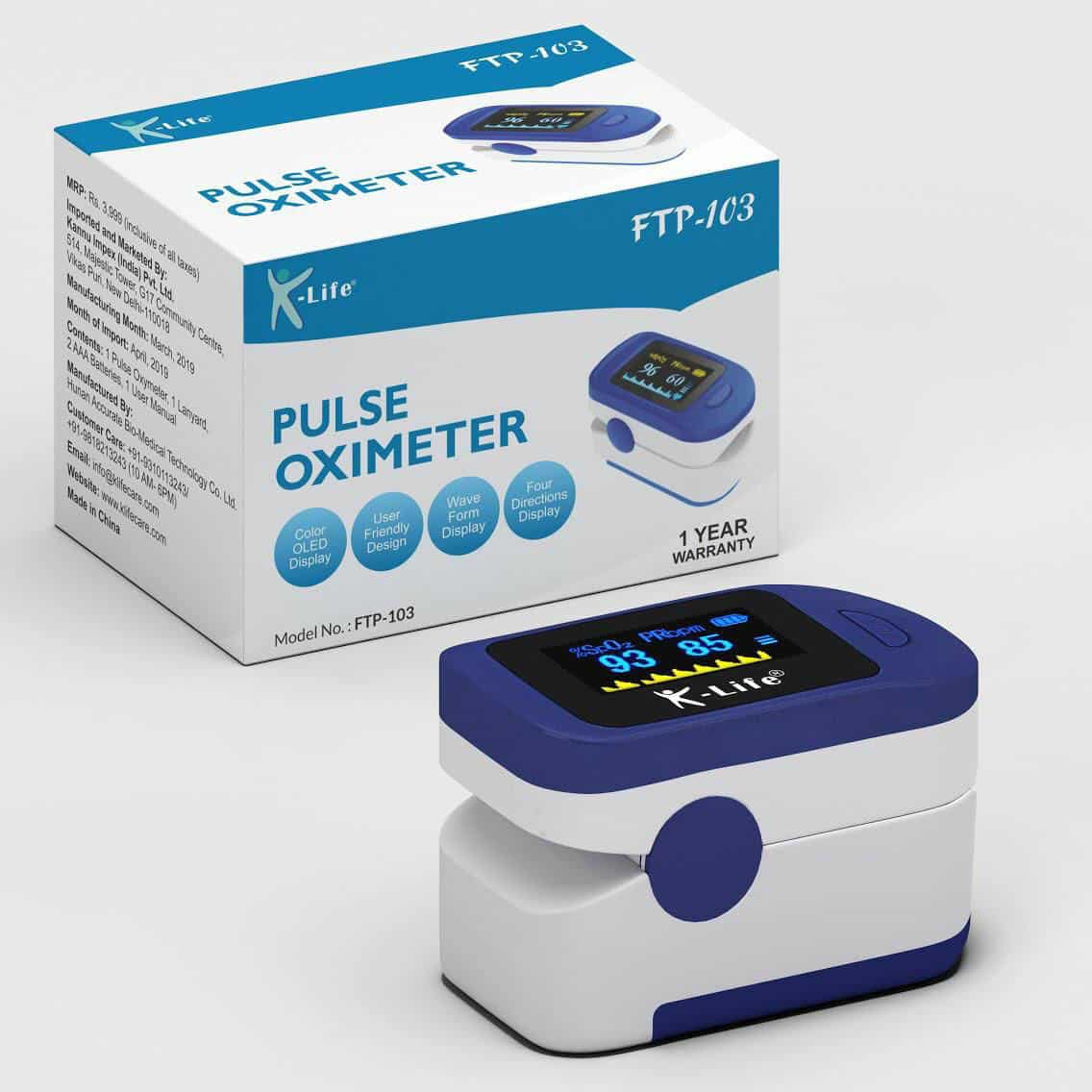 Pulse Oximeter Klife FTP 103