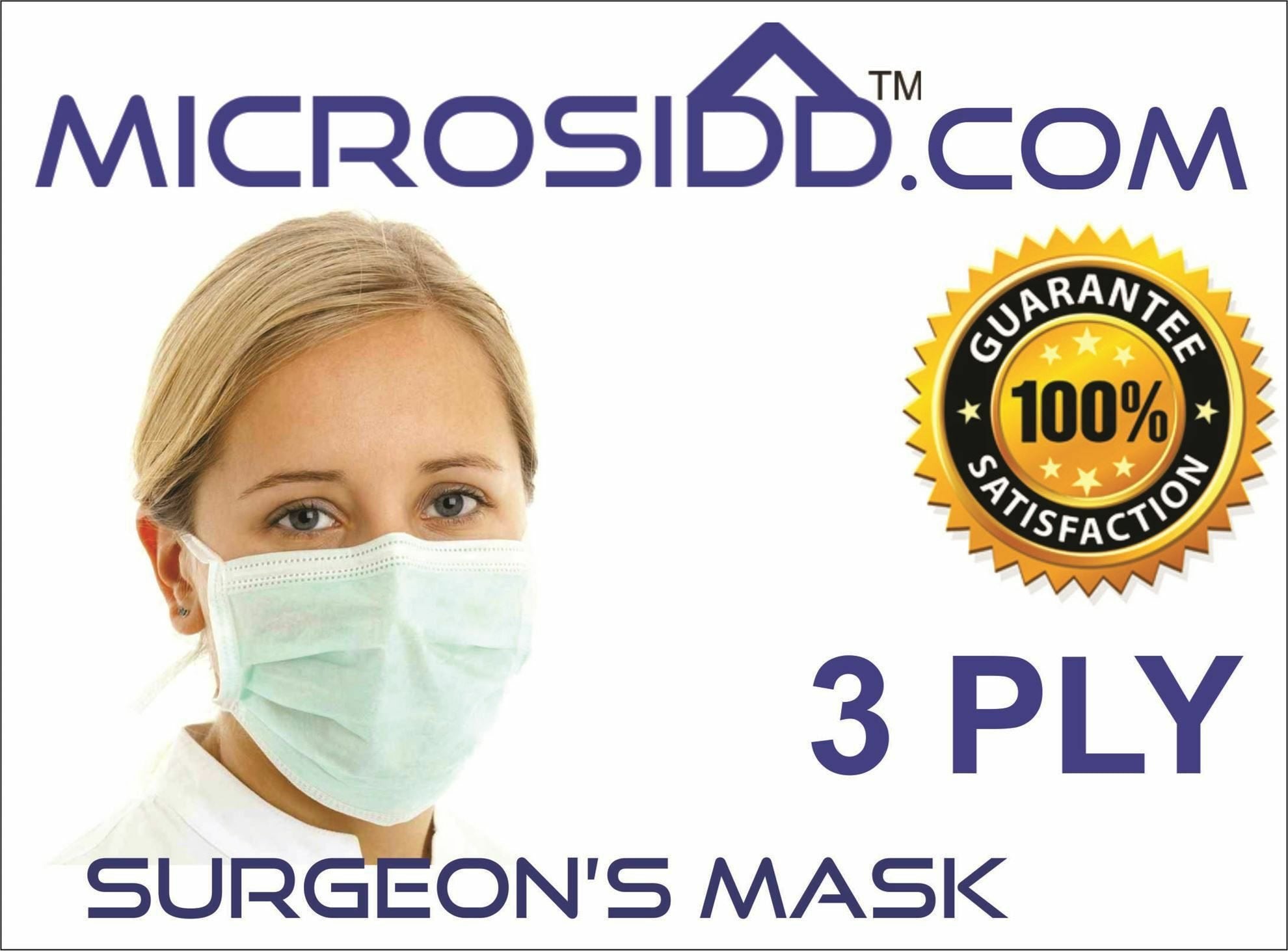 Face Mask Disposable 3ply pack of 100 - Microsidd