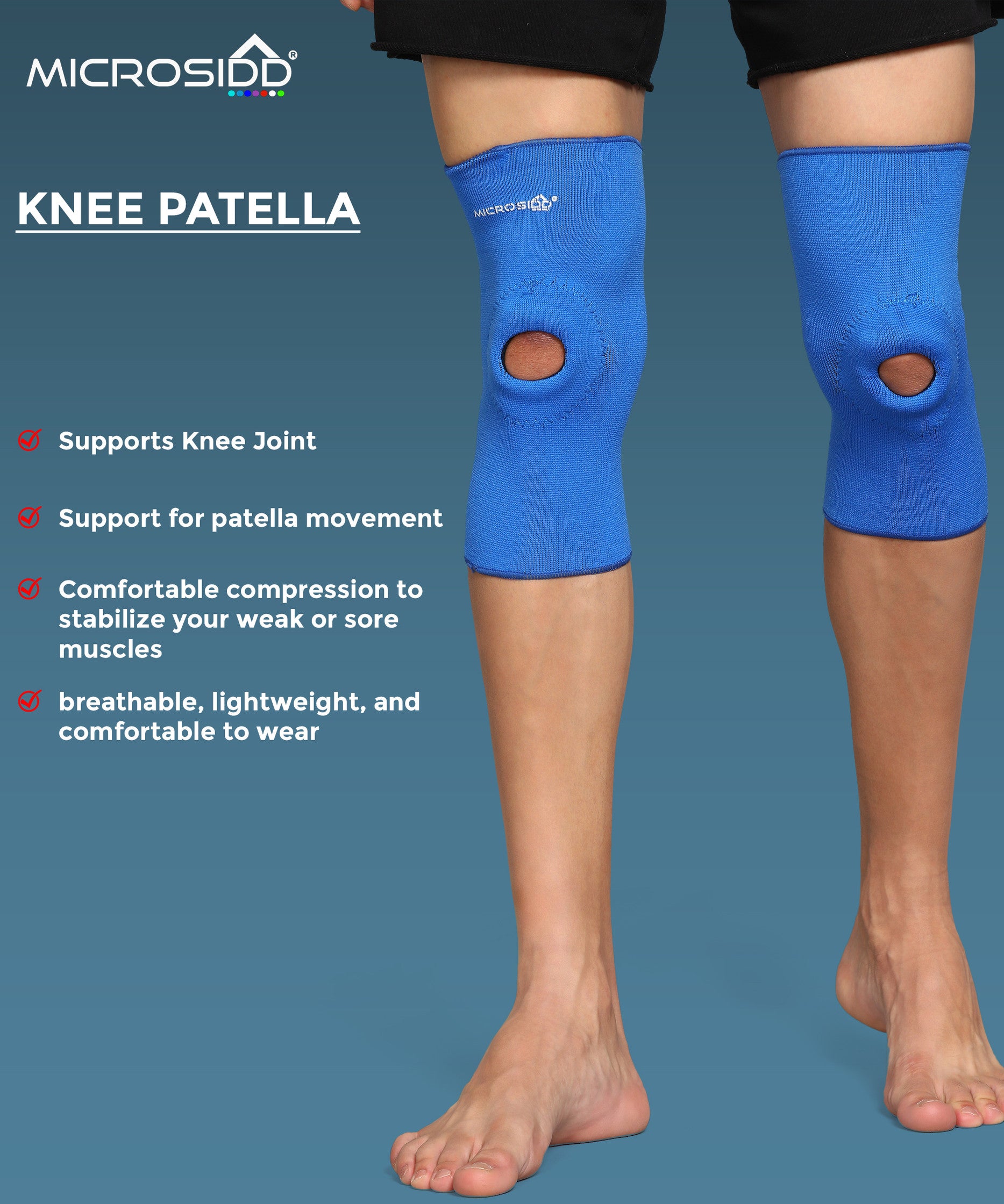 Microsidd Patella Knee Cap Support with Gel Pad | Open Patella Compression Knee Support for Knee Pain Relief, Joint Stability & Sports Recovery - Microsidd