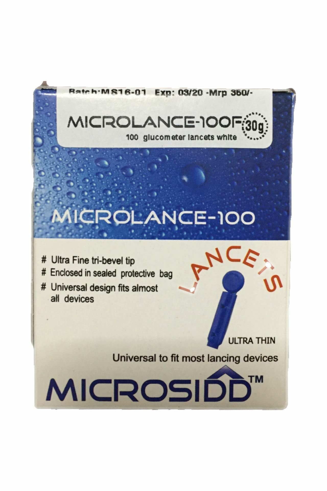 MICROLANCE-100F white flat glucometer lancets