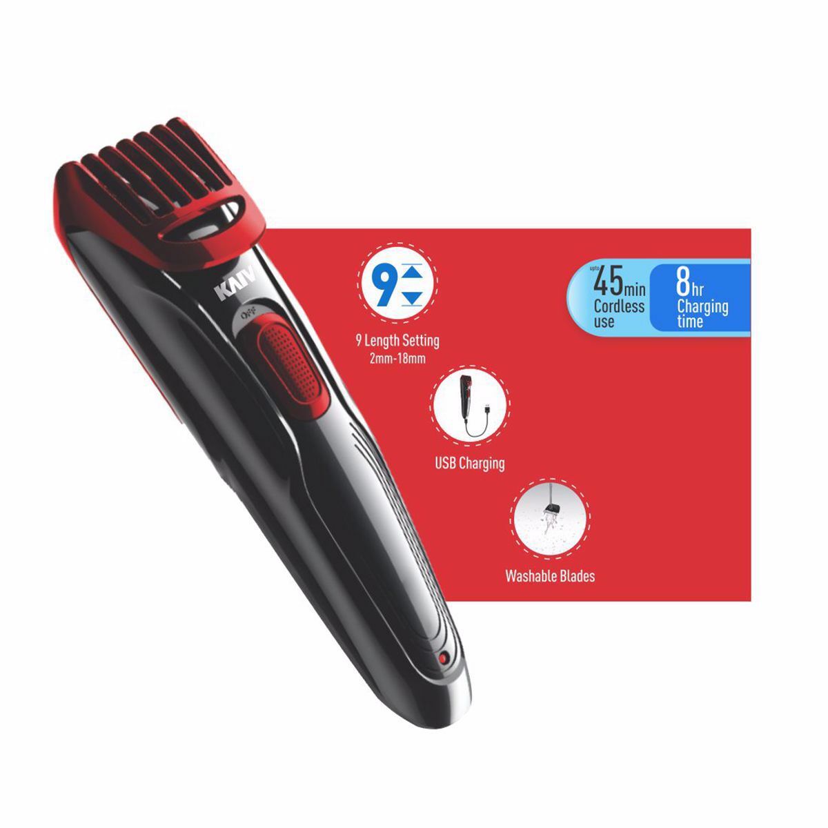Kaiv Hair Trimmer Beard trimmer Trimmer Heavy Duty 9 Length Settings