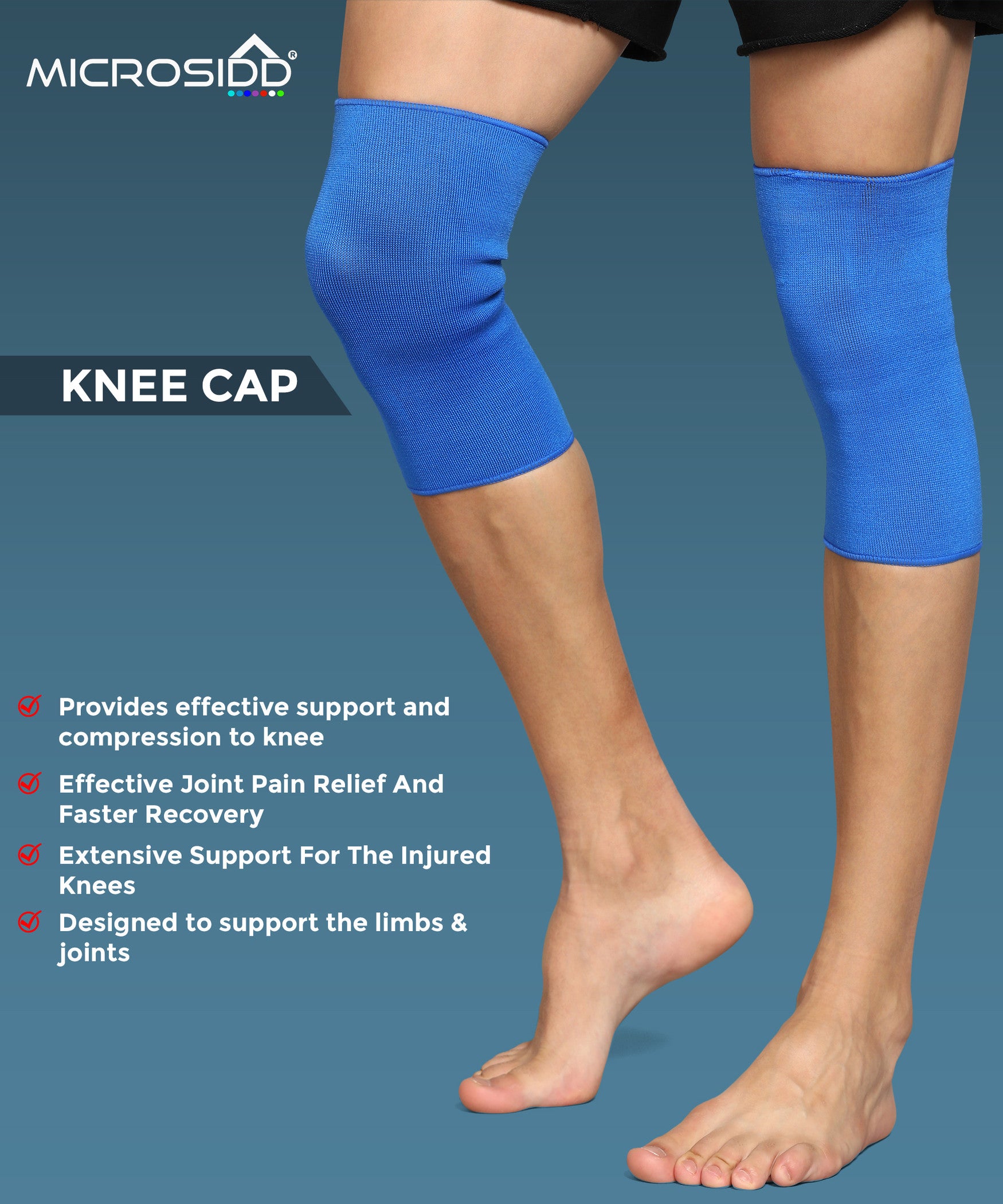 Microsidd Knee Cap Support | Elastic Compression Knee Sleeve for Pain Relief, Joint Stability &amp; Sports Support - Microsidd