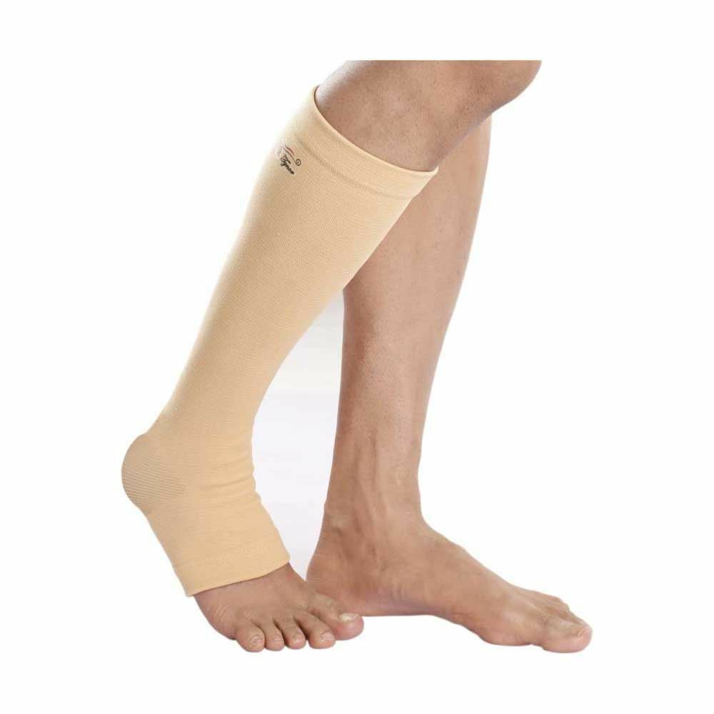 Tynor Compression Stocking Below Knee (Pair) Foot Support (M, Beige)